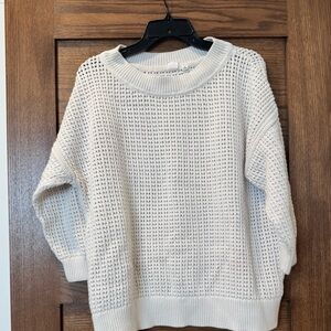 GAP Women's Cream Waffle-Knit Crew Sweater
